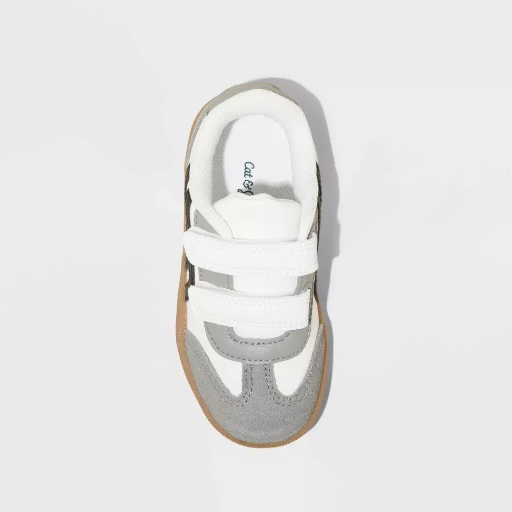 Cat & Jack Dakota Retro Court Sneakers Baby Boy Size 6 White Gray Faux Leather - Picture 7 of 9